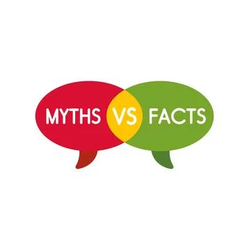 Myths versus facts speech bubbles comparing information Stock Illustration