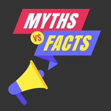 Myths vs Facts Flat Vector Illustration with Megaphone and Bold Typography Stock Illustration