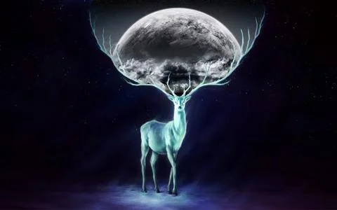 Mytical moon deer Stock Illustration