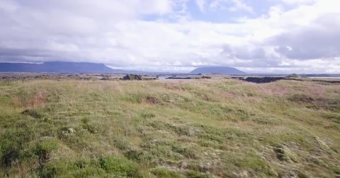 Myvatn lake drone Stock Footage 84764280