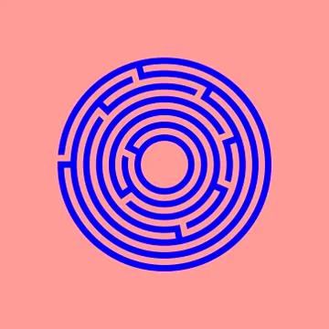 Mze circle.labyrinth vector. Ediucation conundrum. Find the right way Stock Illustration
