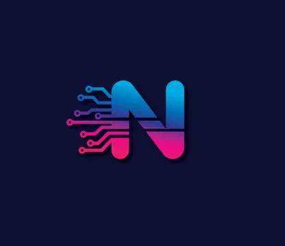 N Alphabet Data Storage Technology Logo Design Concept Stock Illustration