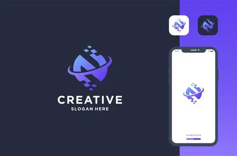 N data science logo design business brand inspiration Stock Illustration