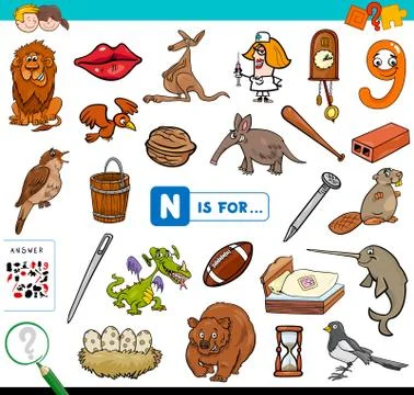 N is for educational game for children 스톡 일러스트