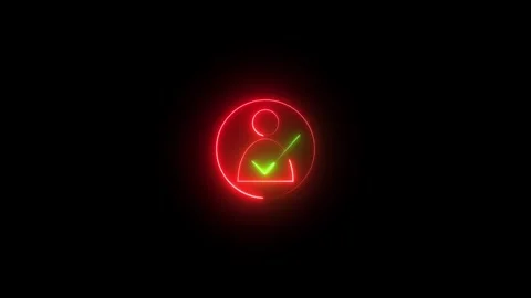 N eon User profile Security shield icon with check-mark animated.abstract v.. Stock Footage 310756239