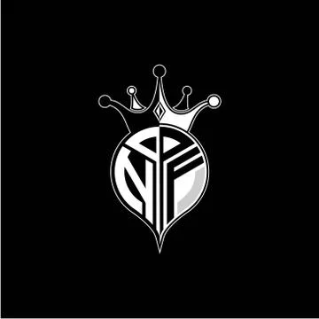 N F circle monogram logo emblem style with clown crown shape vector decoratio Stock Illustration