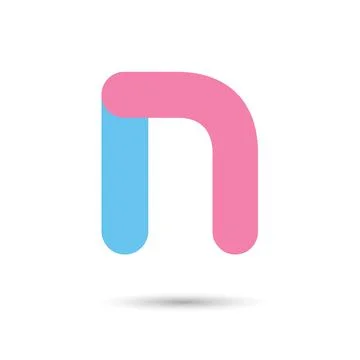 N font vector with blue and pink color on White background, Futuristic font,  Stock Illustration