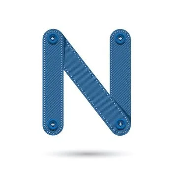 N font vector with blue Jeans on White background, Futuristic font, Cosmic, V Stock Illustration