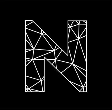 N geometric triangle block chain font Stock Illustration