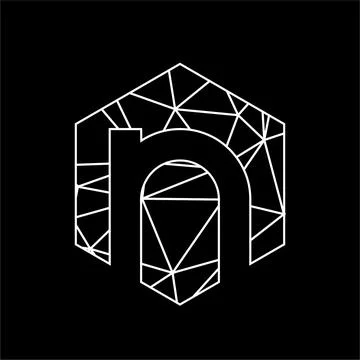 N geometric triangle blockchain font Stock Illustration