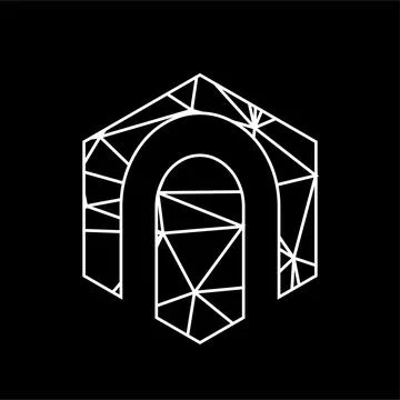 N geometric triangle blockchain font Stock Illustration