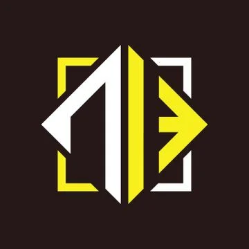 N I Initials quadrangle monogram with square Stock Illustration