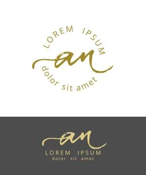 A N. Initials Monogram Logo Design. Dry Brush Calligraphy Artwork Stock Illustration