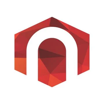 N initials red polygonal logo and vector icon Stock Illustration