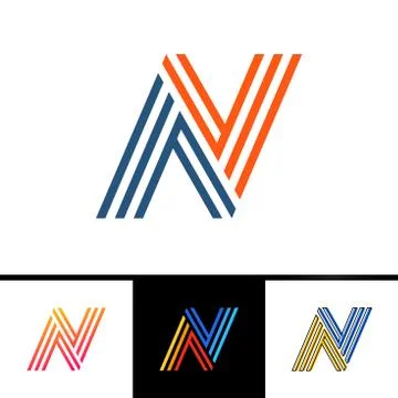 N letter formed by parallel lines. Vector design template elements for your.. Stock Illustration