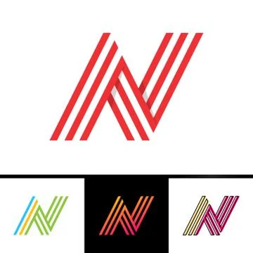 N letter formed by parallel lines. Vector design template elements for your.. Stock Illustration