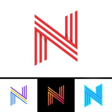 N letter formed by parallel lines. Vector design template elements for your.. Stock Illustration