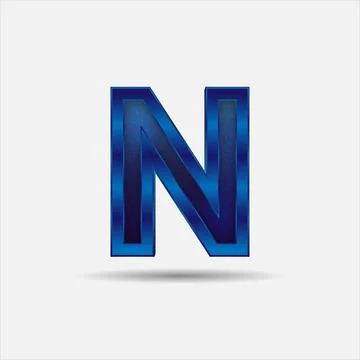 N letter with glitter rendering effect, blue color design, vector illustration Stock Illustration