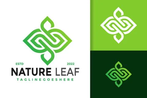 N Letter Infinity Nature Leaf Logo Design, brand identity logos vector, moder Stock Illustration