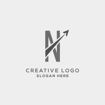 N letter initial incorporated with Arrow logo design vector illustration. Usa イラスト素材