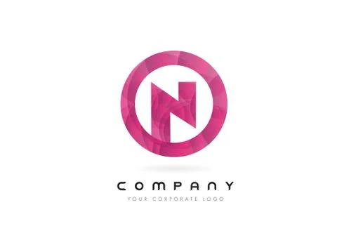 N Letter Logo Design with Circular Purple Pattern. Stock Illustration