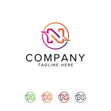 N letter logo design, initial letter N logo circle designs, N Logo Stock Illustration