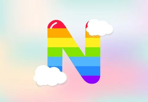 N Letter Rainbow patterns design, abstract rainbow letter for kids, love, f.. Stock Illustration