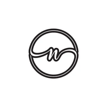 N letter script circle logo design vector Illustrazione stock