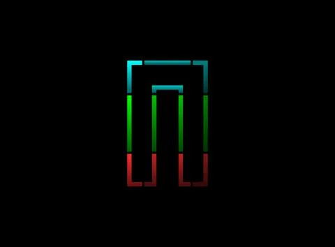 N letter vector outline stroke desing, font logo. Red, green, blue color on b Stock Illustration