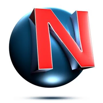 N logo isolated on white background illustration 3D rendering with clipping p Stock Illustration