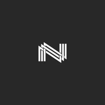 N monogram letter logo, overlapping thin line, design element wedding invitat Stock Illustration