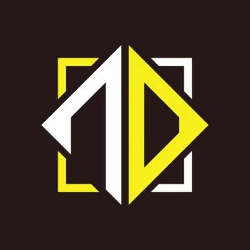 N O Initials quadrangle monogram with square Stock Illustration