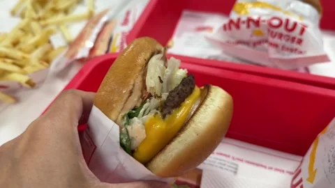 In N Out Burger with Fries Stock Footage 341715548