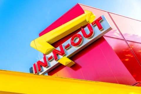 In-n-out restaurant sign and logo Stock Photos