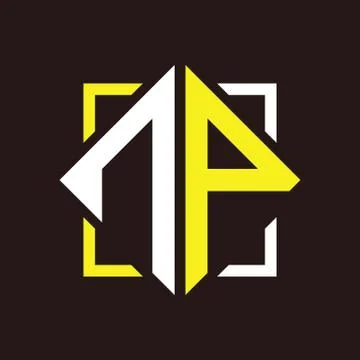 N P Initials quadrangle monogram with square Stock Illustration