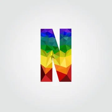 N Polygon alphabet colorful font style. Vector illustration Stock Illustration
