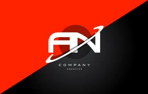 An a n  red black technology alphabet company letter logo icon Stock Illustration