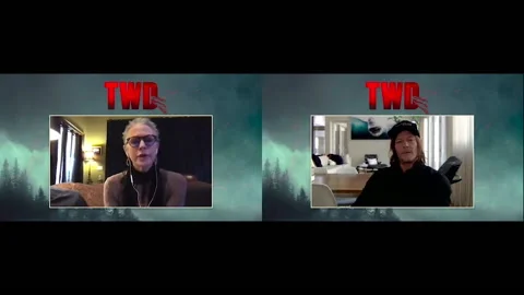 N. Reedus and M. McBride interviewed for new season of 'The Walking Dead' - 2021 Video stock 154371342