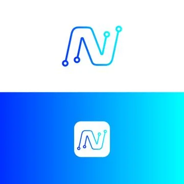 N tech letter logo design, N icon,	 Illustrazione stock