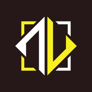 N U Initials quadrangle monogram with square Stock Illustration