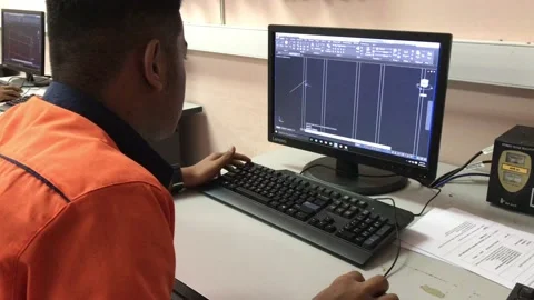 N Unidentified student doing 3D designing using AUTOCAD in the Design Lab Stock Footage 109537622