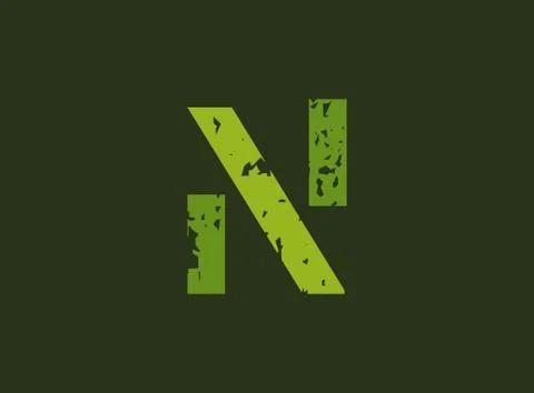 N vector letter made of grungy, grunge texture. Rubber stamp imprint style. F Stock Illustration