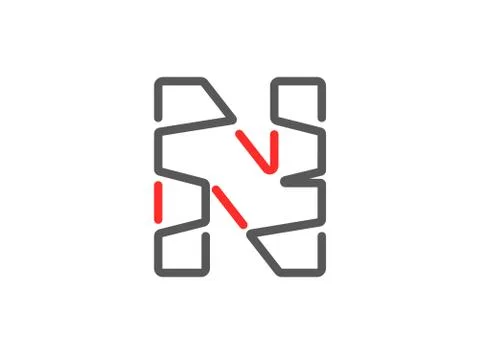 N vector letter, modern desing. Line stroke, unique font. For poster, logo, b Stock Illustration
