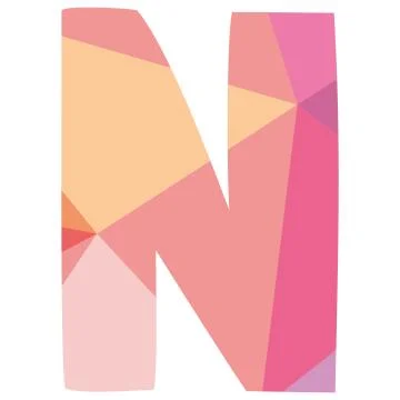 N vector low poly wrapping surface pastel alphabet letter Stock Illustration