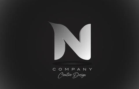 N white gradient alphabet letter logo icon with black background. Creative de Stock Illustration