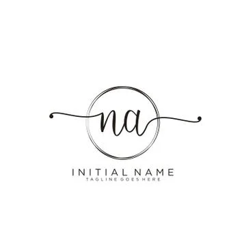 NA Initial handwriting logo with circle template vector Stock Illustration