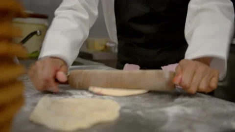 Naan bread being rolled Stock Footage 167269293