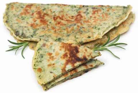 Naan bread with rosemary 스톡 사진