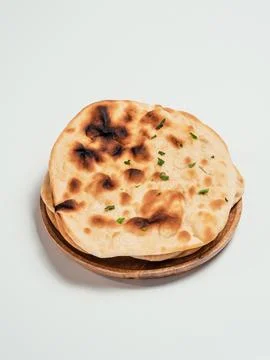 Naan flatbreads isolated on white background Stock-Fotos