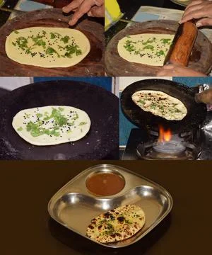 Naan making process Stock Photos